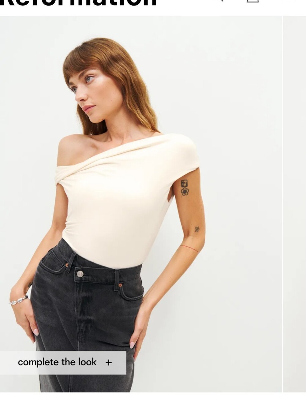 Reformation Brown Asymmetric One-Shoulder Tee
